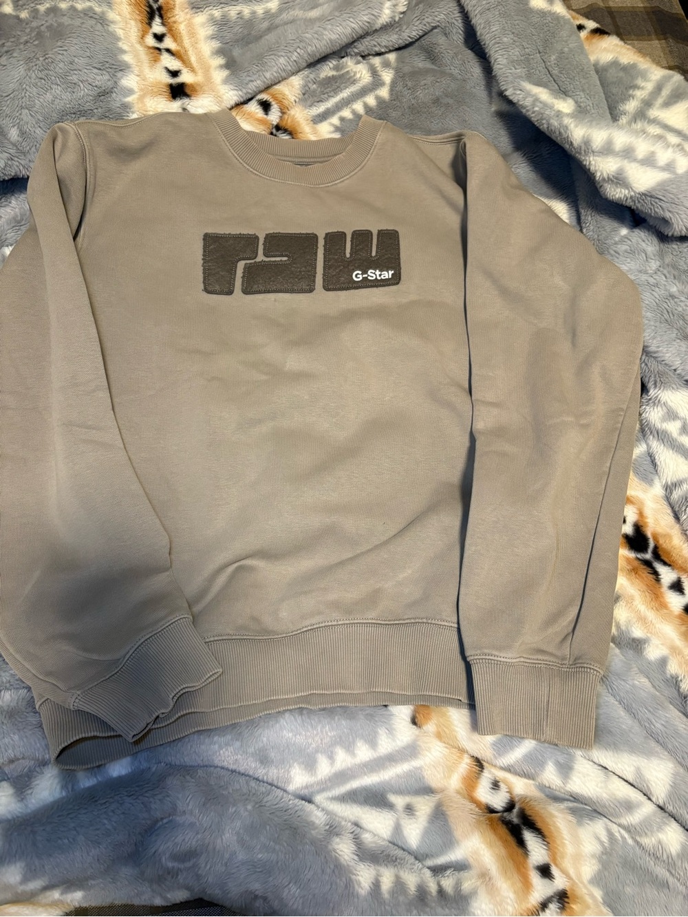G-Star Men's Taupe Crewneck Sweatshirt with Black Logo